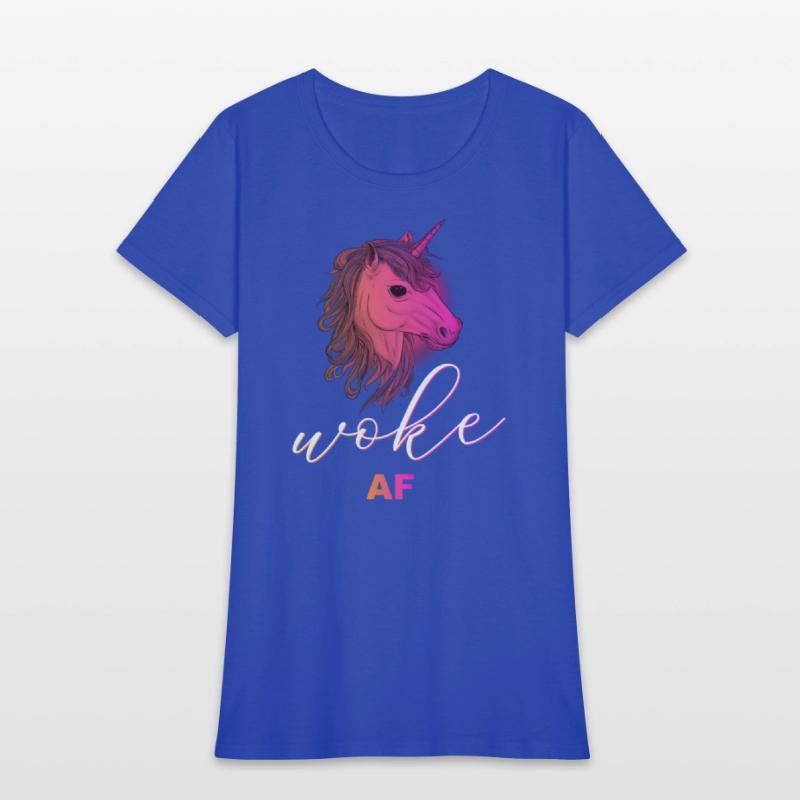 Unicorn with funny quote: WOKE AF