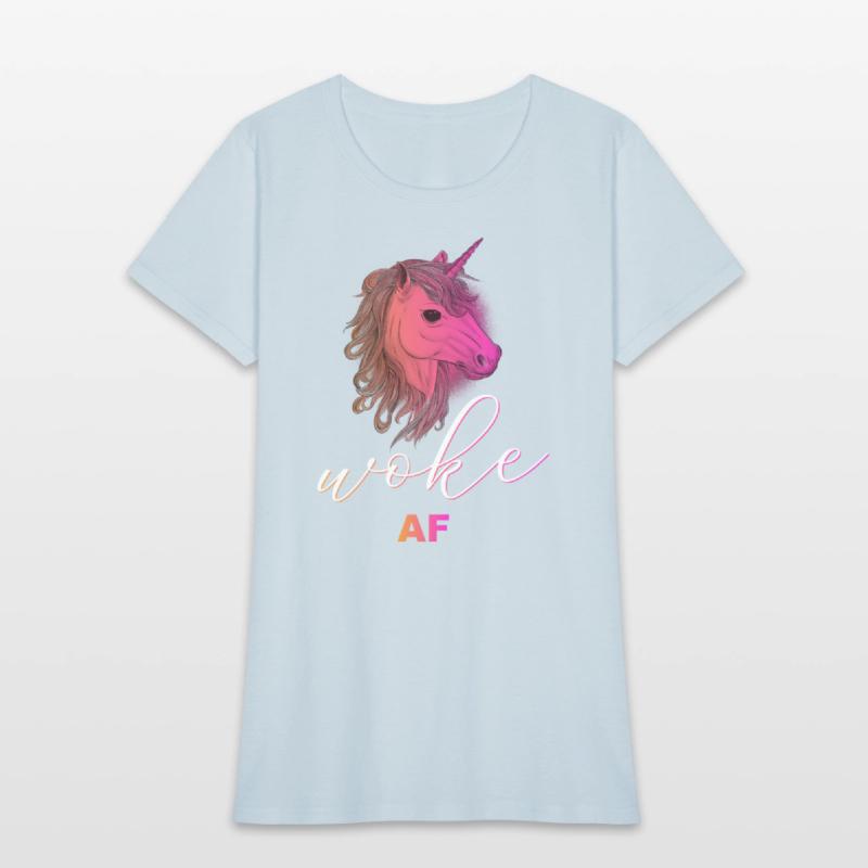 Unicorn with funny quote: WOKE AF