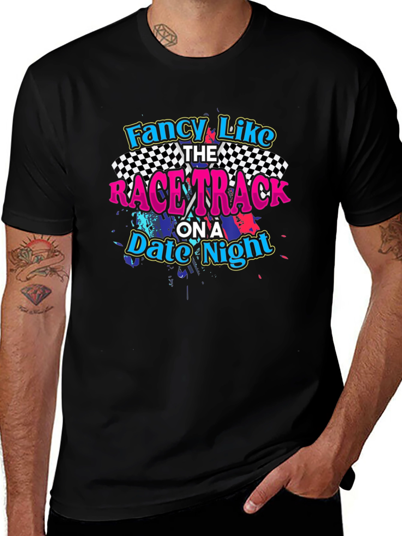 Fancy Like Racetrack Date Night Black T-Shirt