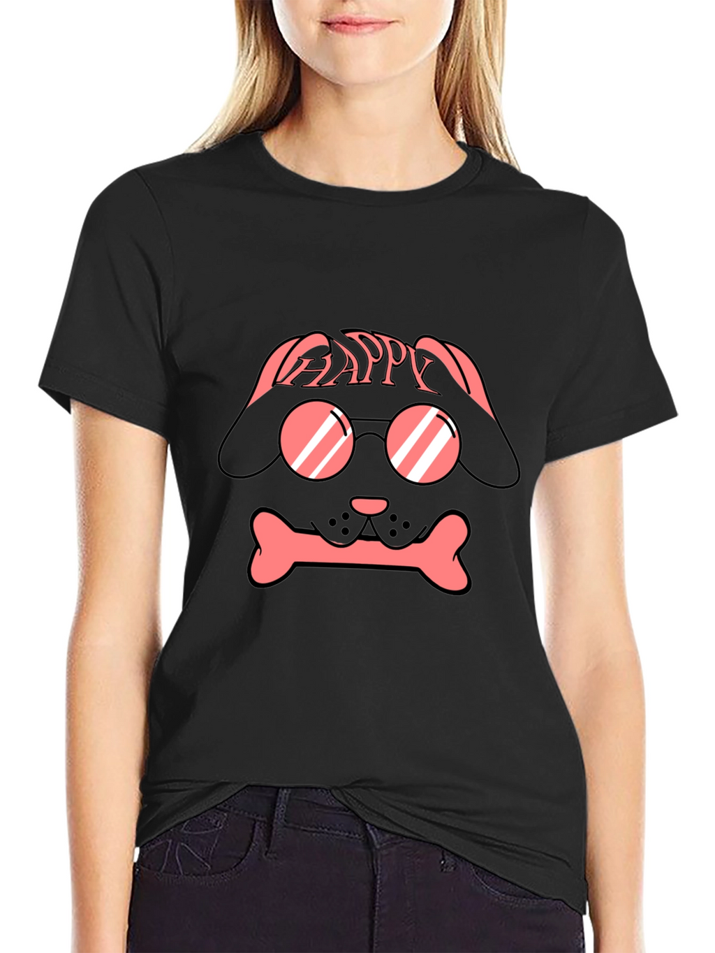 Dog with Glasses T-Shirt - Happy Design