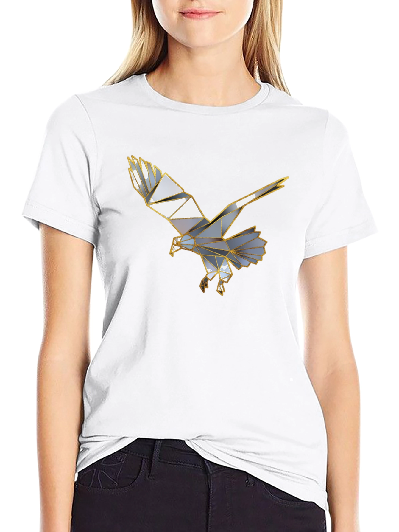 Geometric Eagle Graphic Black T-Shirt