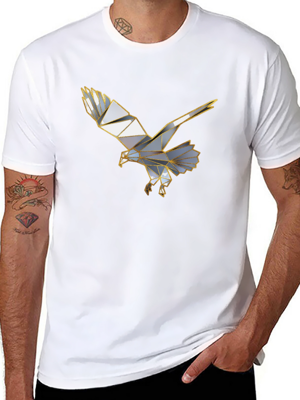 Geometric Eagle Graphic Black T-Shirt