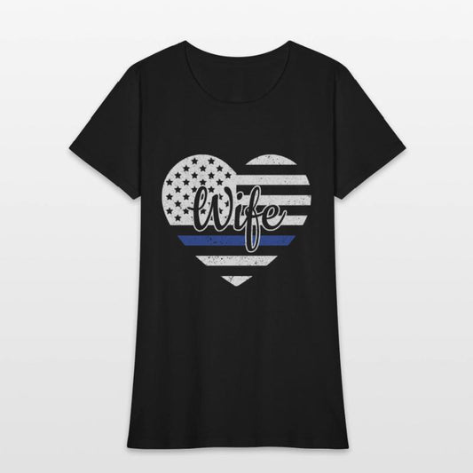 USA Heart Police Officer Wife Blue Line Police