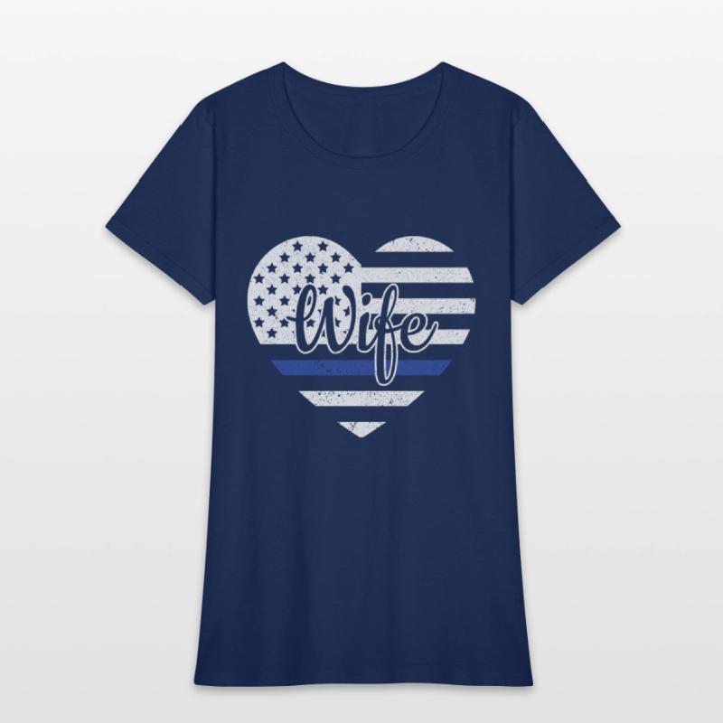 USA Heart Police Officer Wife Blue Line Police