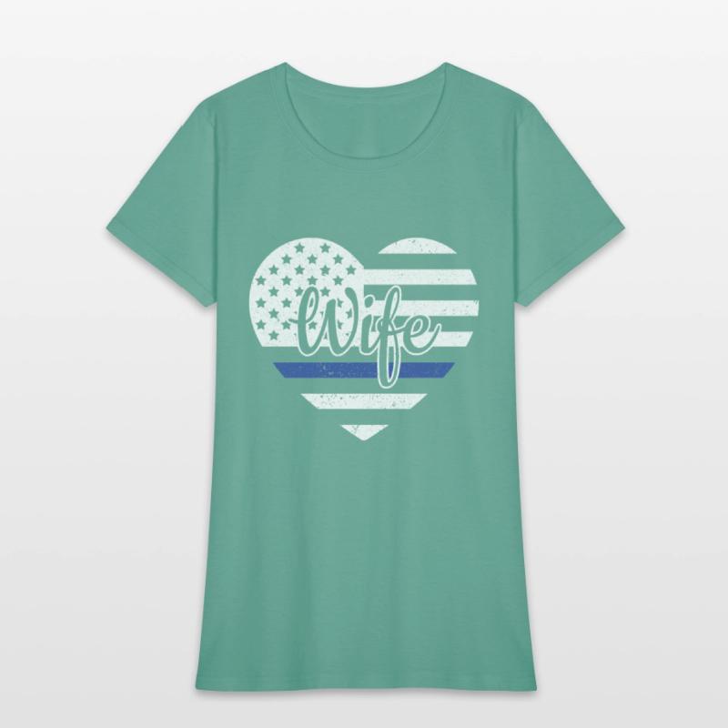 USA Heart Police Officer Wife Blue Line Police
