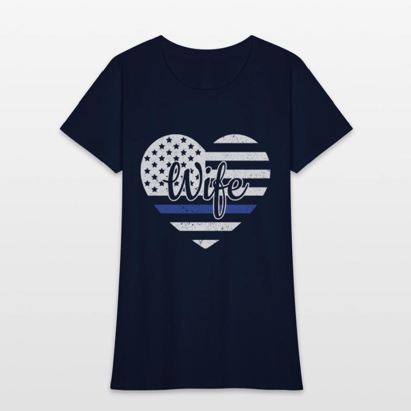 USA Heart Police Officer Wife Blue Line Police