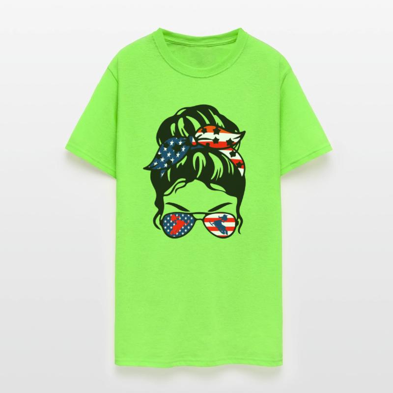 USA Snowmobile Girl American Flag Snowmobiler