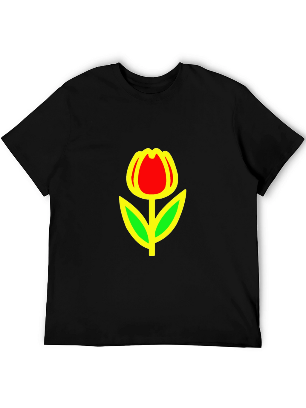 Red Tulip Graphic Black T-Shirt