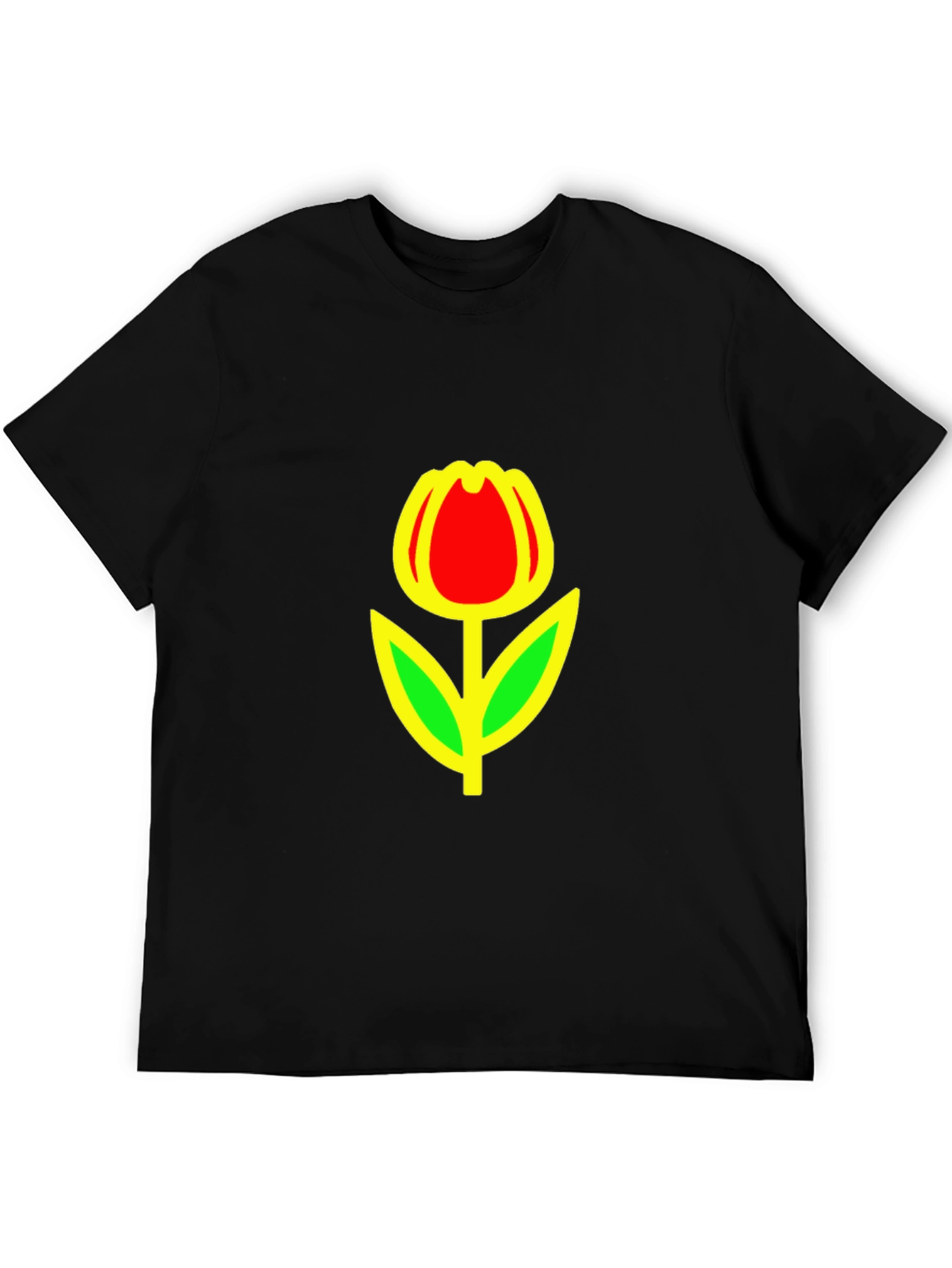 Red Tulip Graphic Black T-Shirt