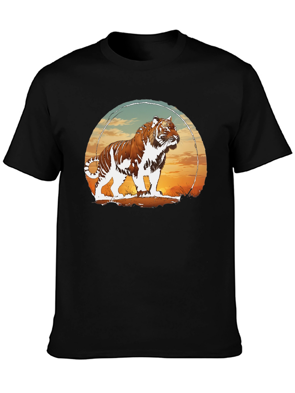 Tiger Sunset Graphic Black T-Shirt