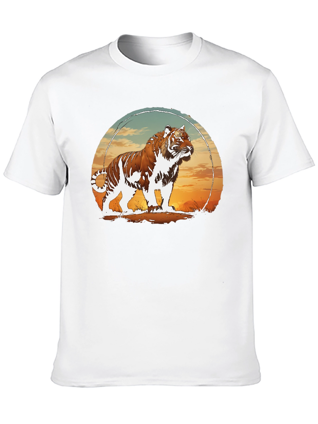 Tiger Sunset Graphic Black T-Shirt