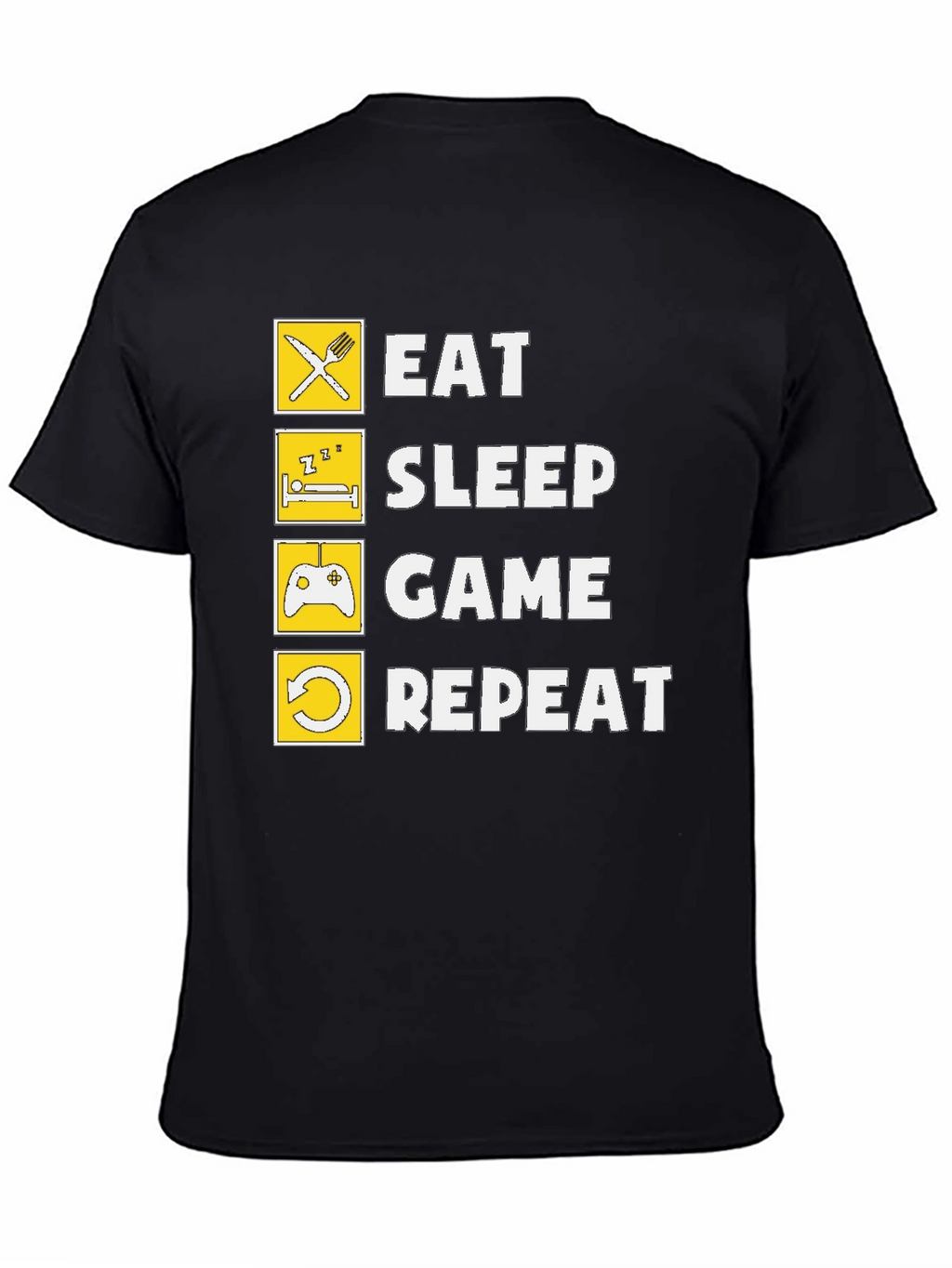 Eat Sleep Game Repeat Black Graphic Tee