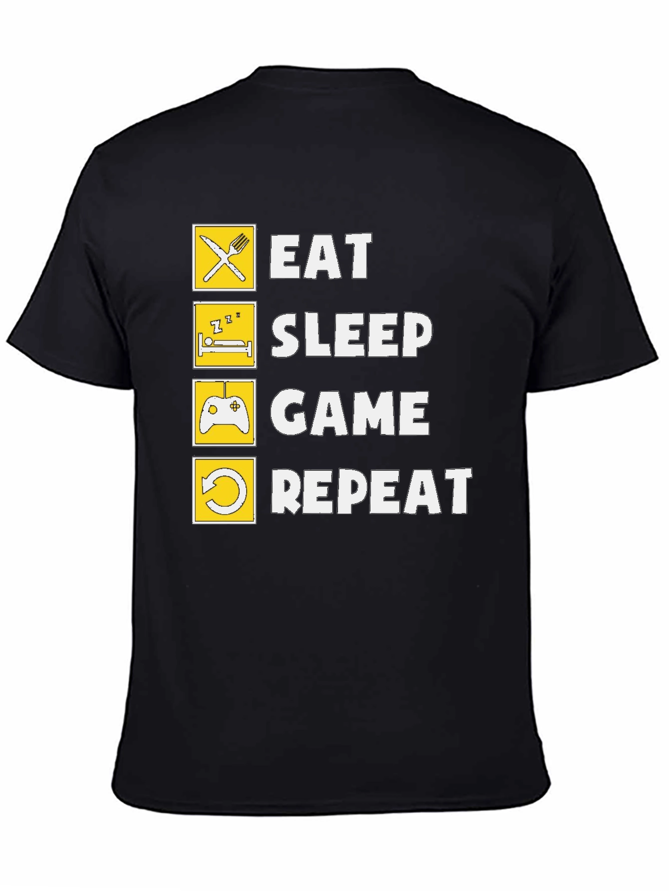 Eat Sleep Game Repeat Black Graphic Tee