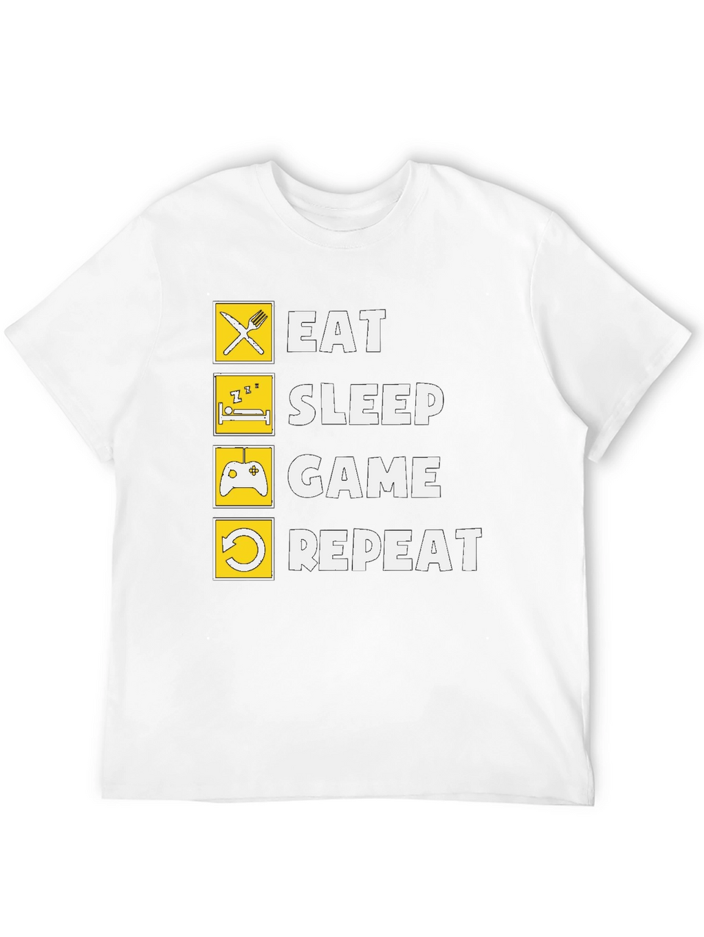 Eat Sleep Game Repeat Black Graphic Tee