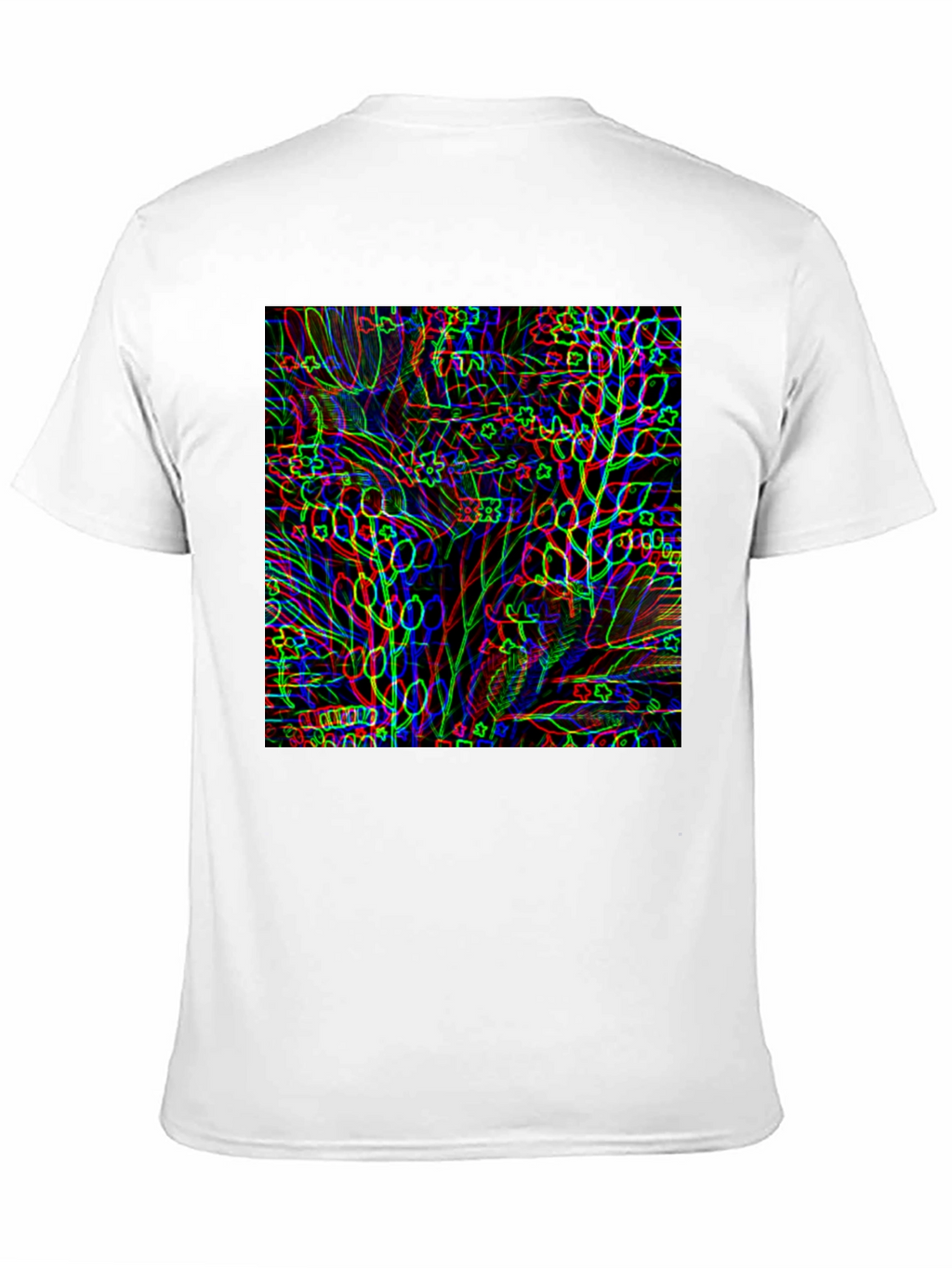 Abstract Botanical Print Black T-Shirt