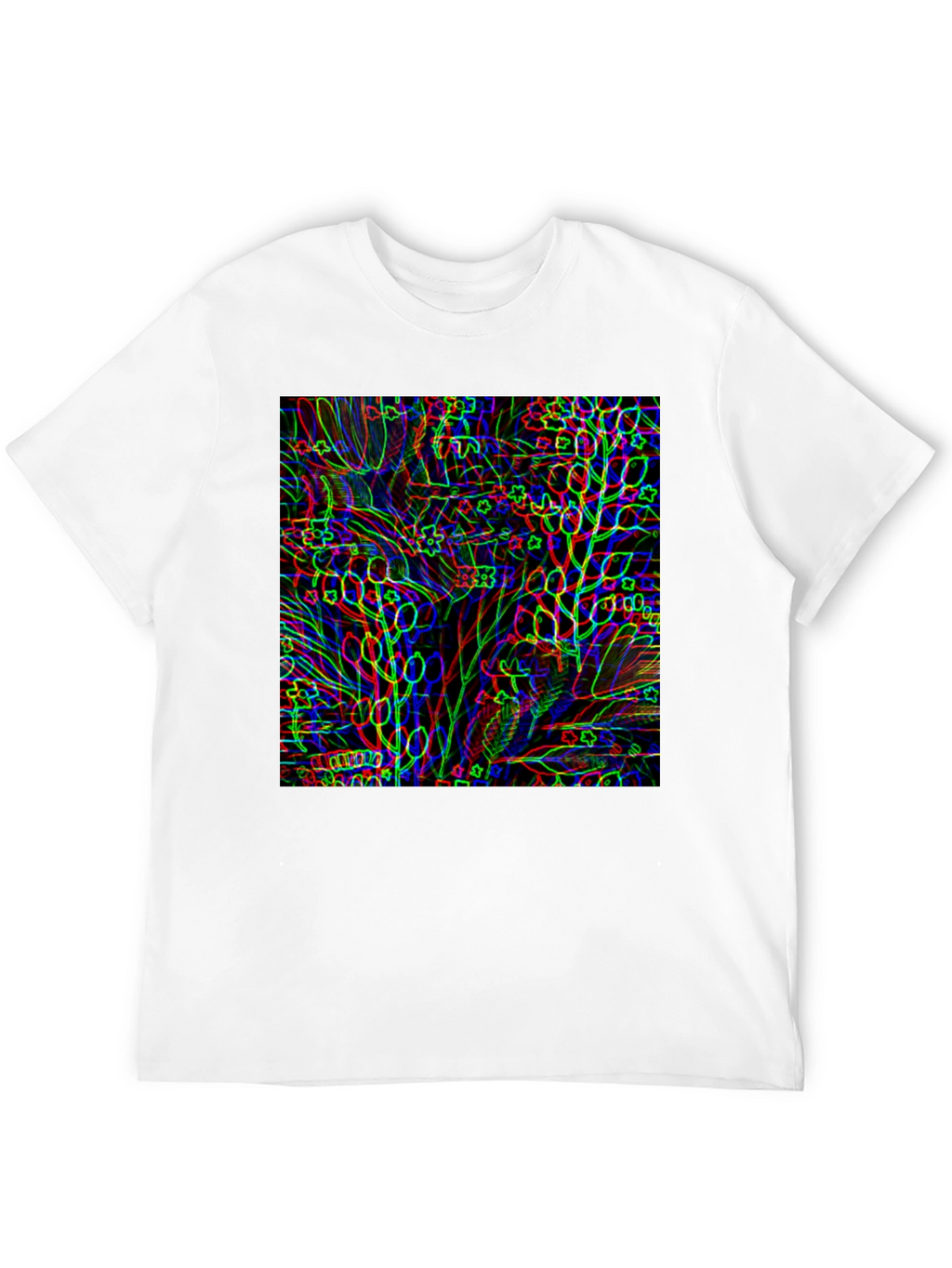 Abstract Botanical Print Black T-Shirt