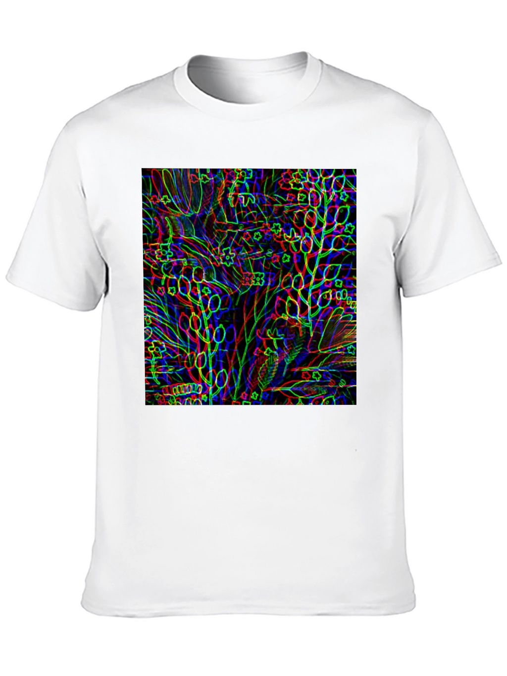 Abstract Botanical Print Black T-Shirt