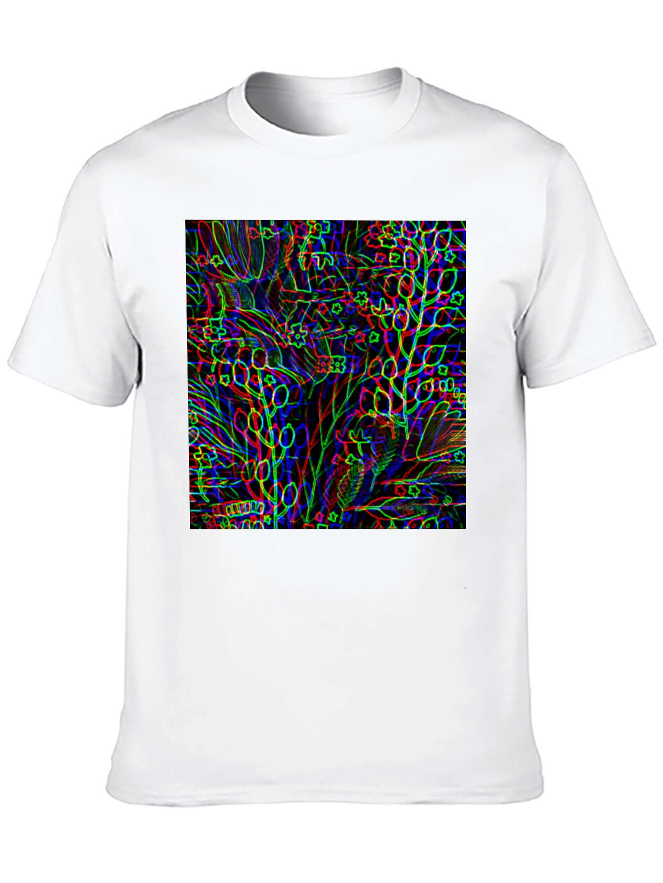 Abstract Botanical Print Black T-Shirt