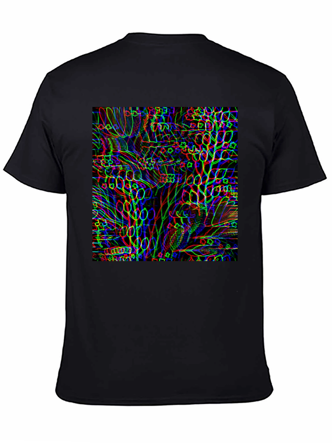 Abstract Botanical Print Black T-Shirt
