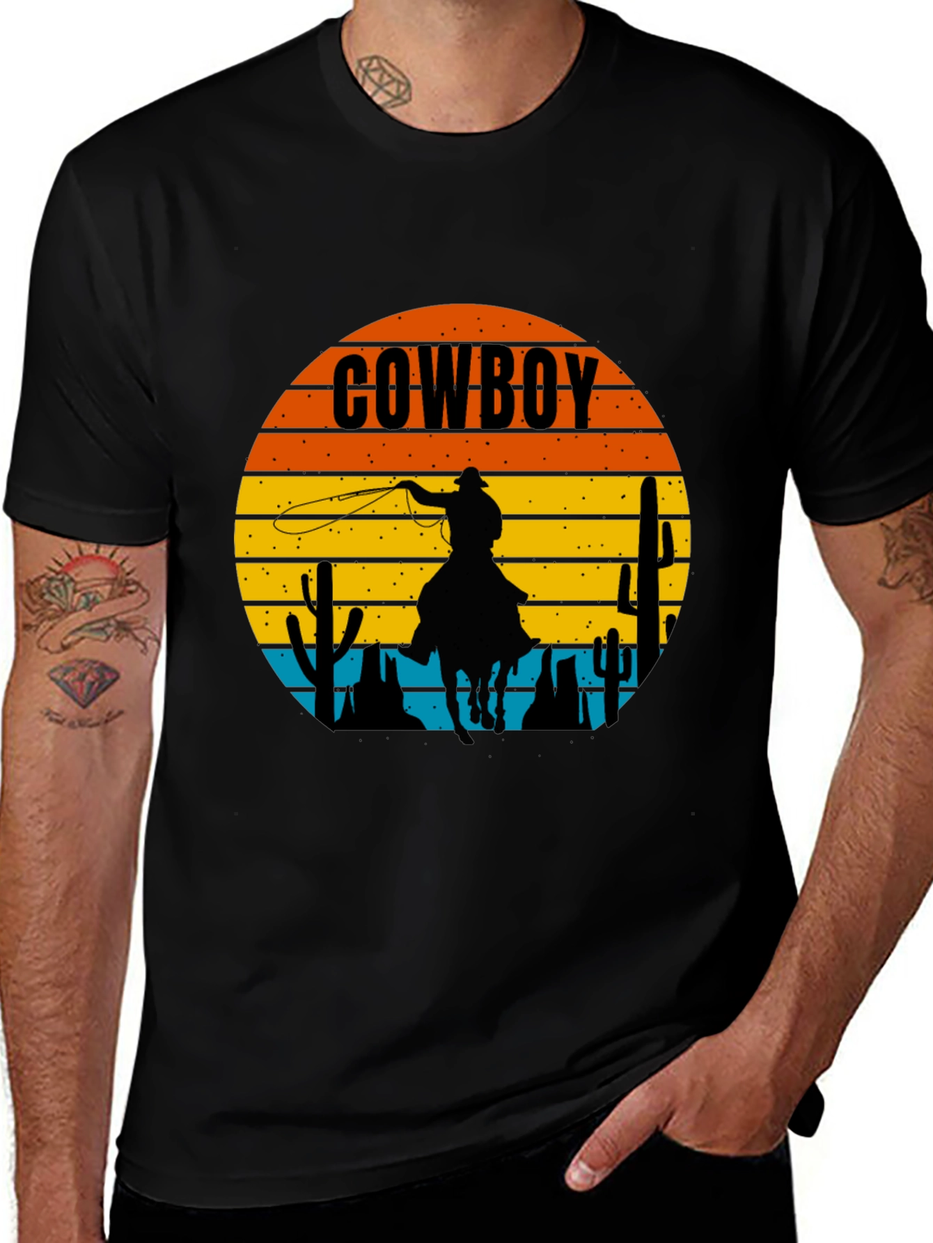 Cowboy Sunset Graphic Tee - Western Style