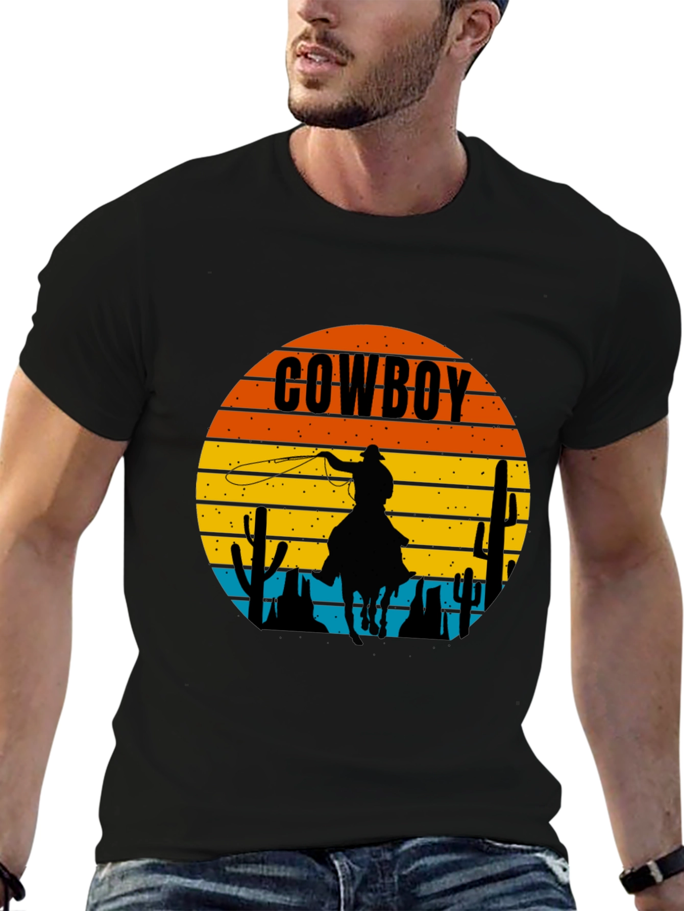 Cowboy Sunset Graphic Tee - Western Style