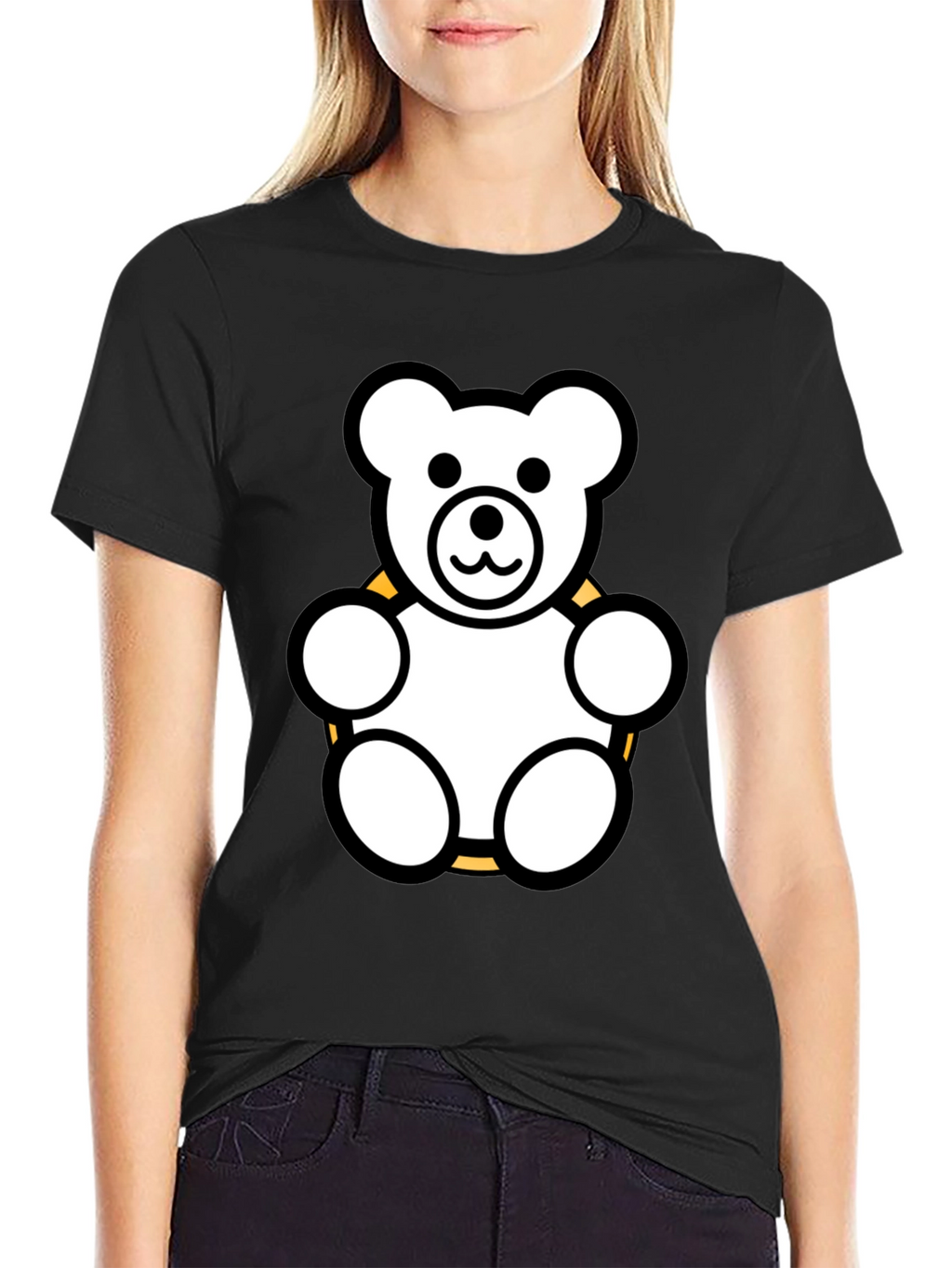 Teddy Bear Graphic Tee - Black Cotton Shirt