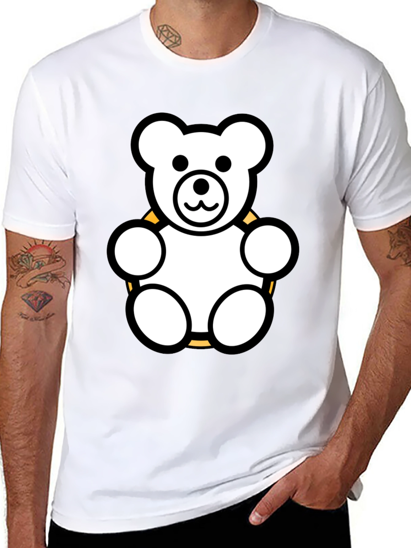 Teddy Bear Graphic Tee - Black Cotton Shirt