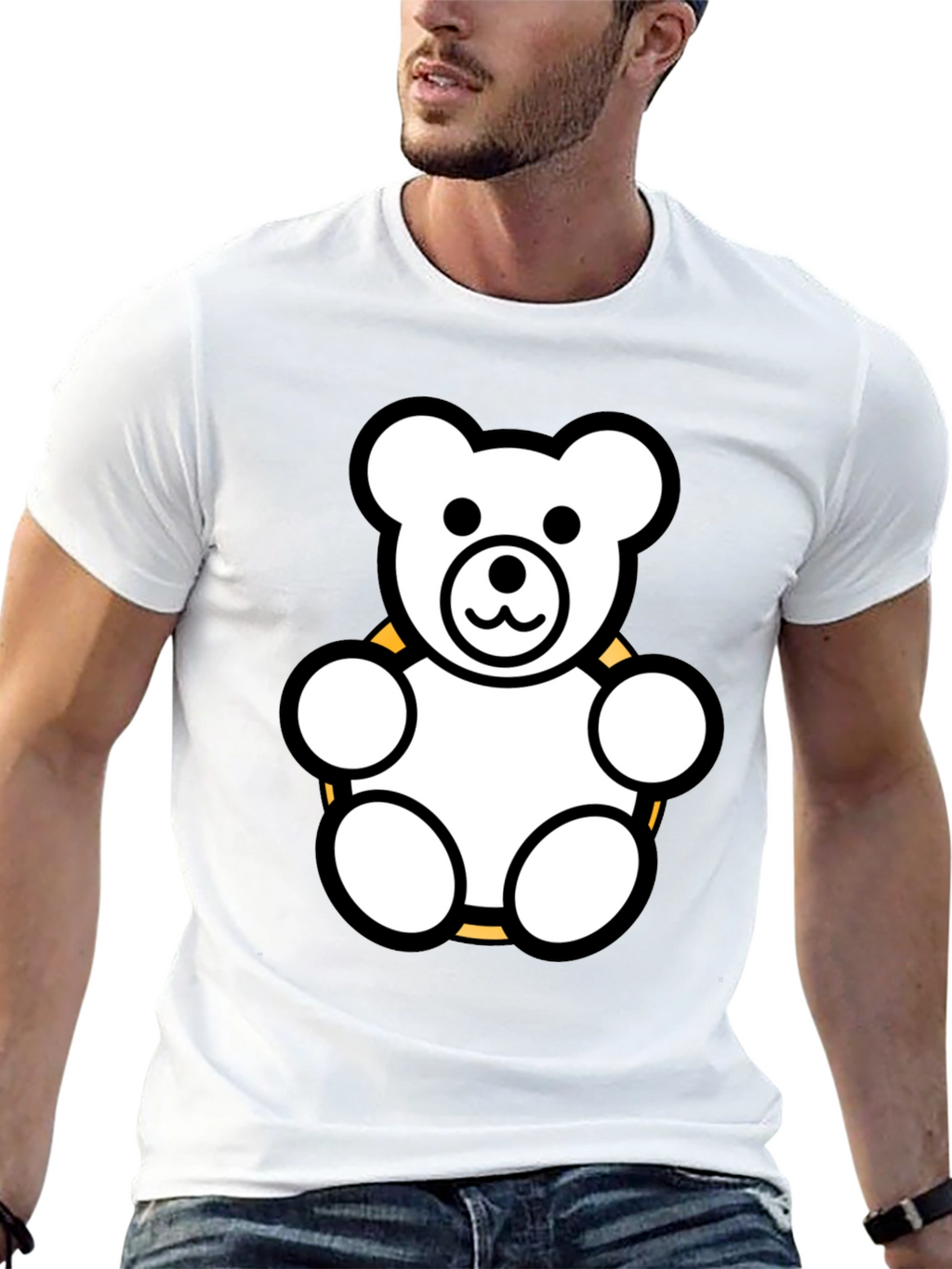 Teddy Bear Graphic Tee - Black Cotton Shirt