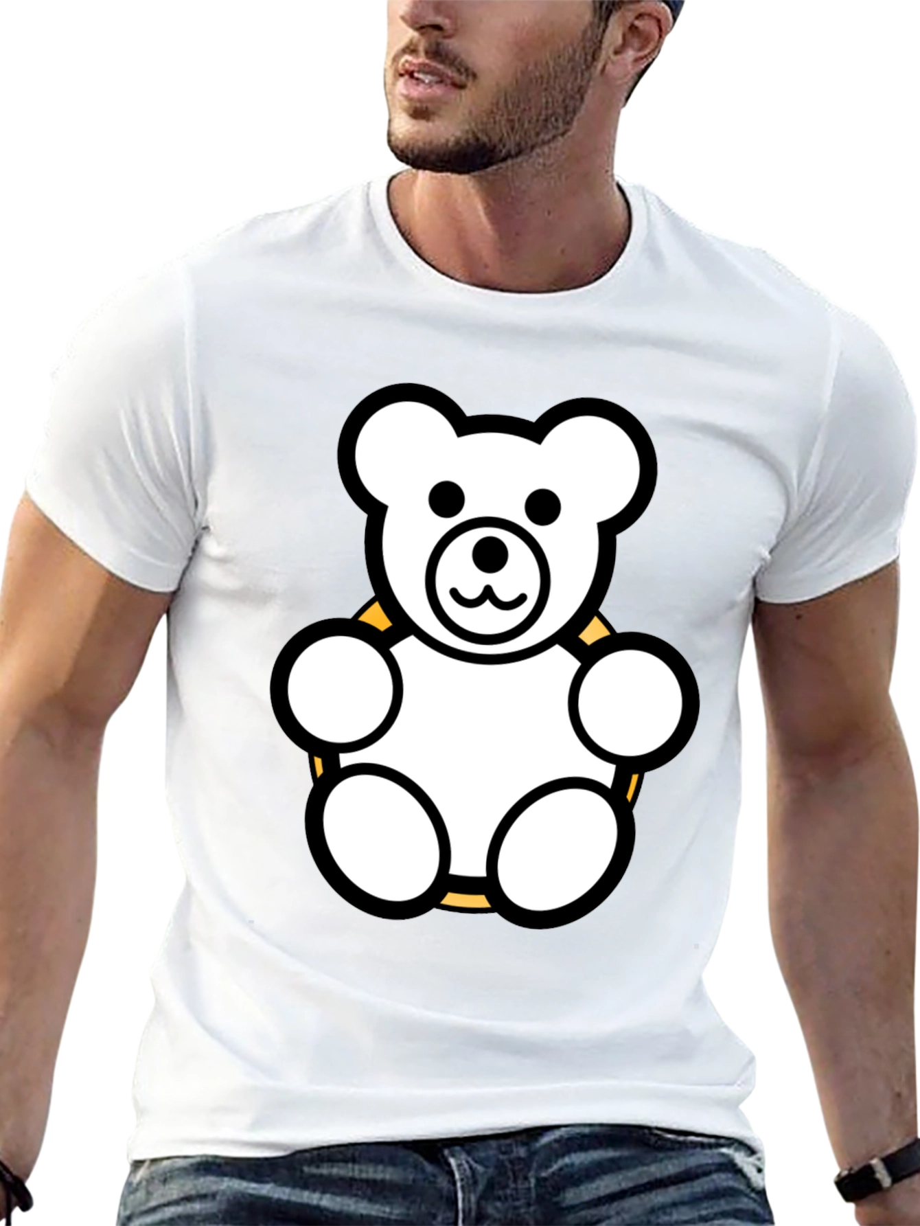 Teddy Bear Graphic Tee - Black Cotton Shirt