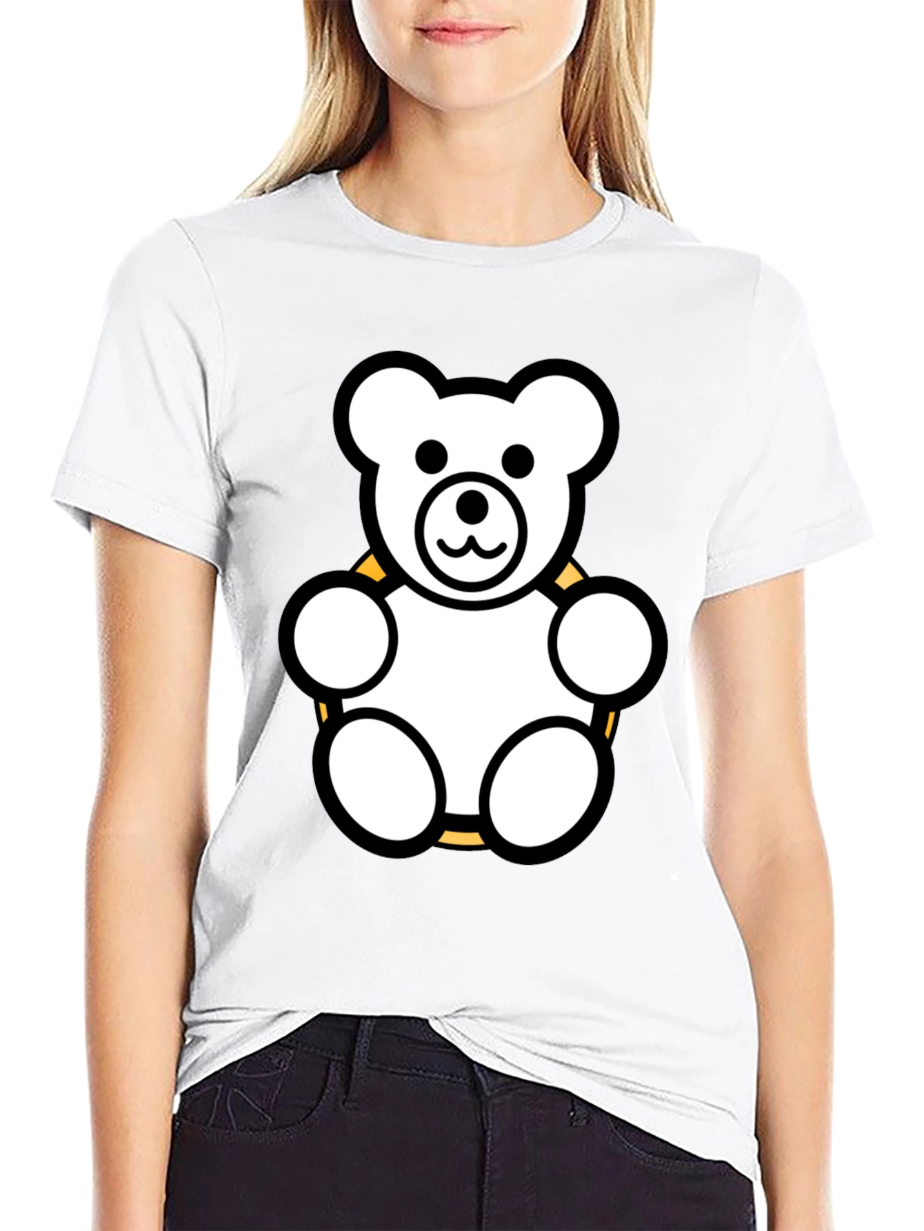 Teddy Bear Graphic Tee - Black Cotton Shirt