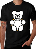 Teddy Bear Graphic Tee - Black Cotton Shirt