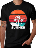 Retro Summer Palm Tree Graphic T-Shirt