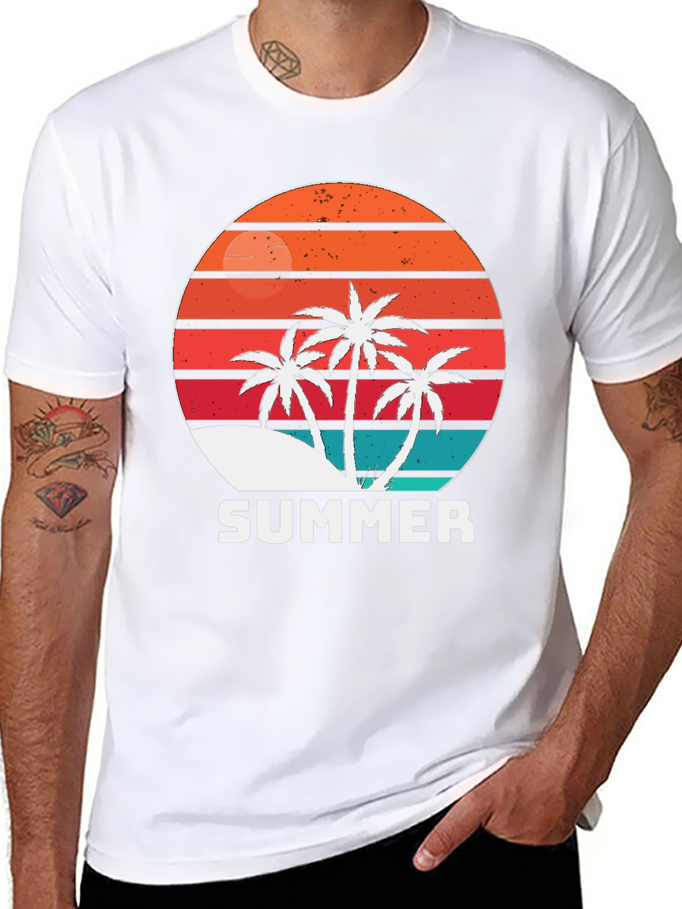 Retro Summer Palm Tree Graphic T-Shirt