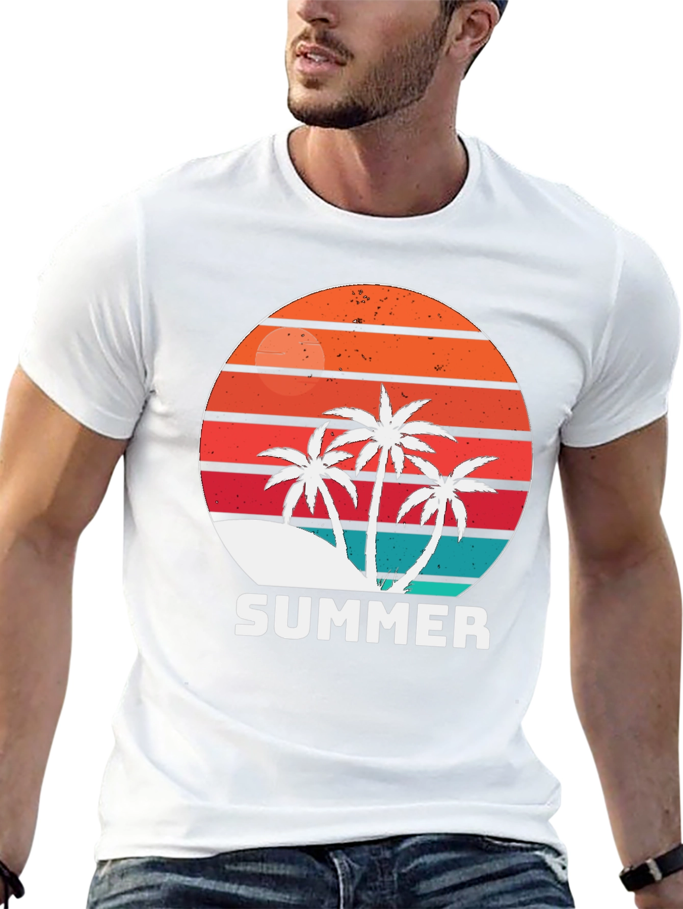 Retro Summer Palm Tree Graphic T-Shirt
