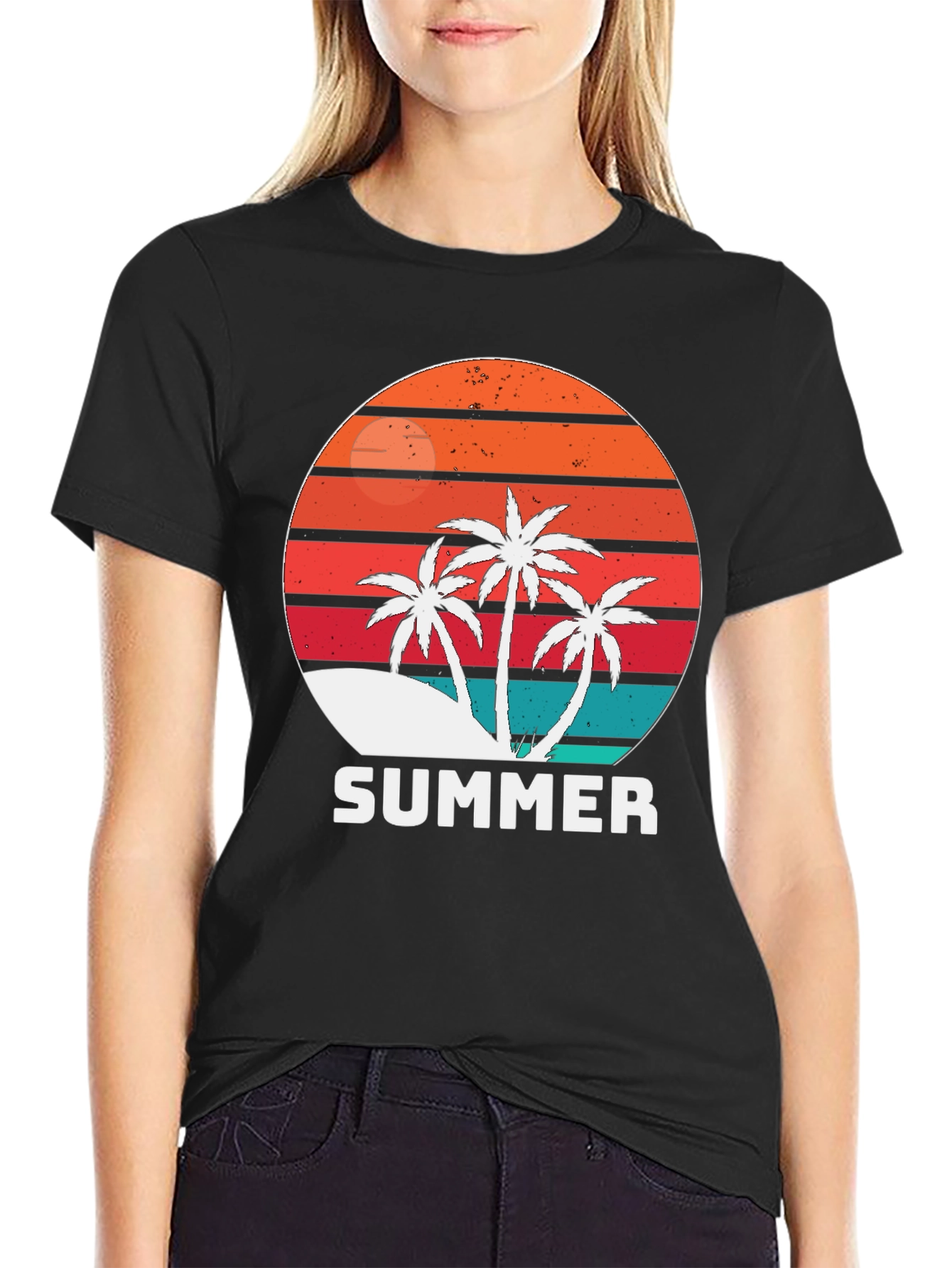 Retro Summer Palm Tree Graphic T-Shirt