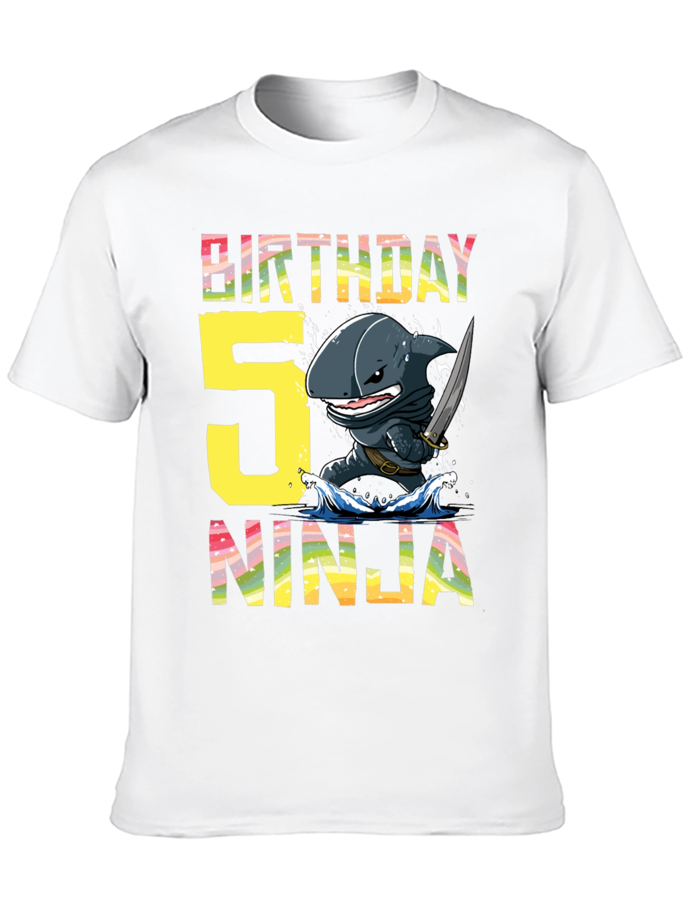 Birthday 5 Ninja Shark T-Shirt