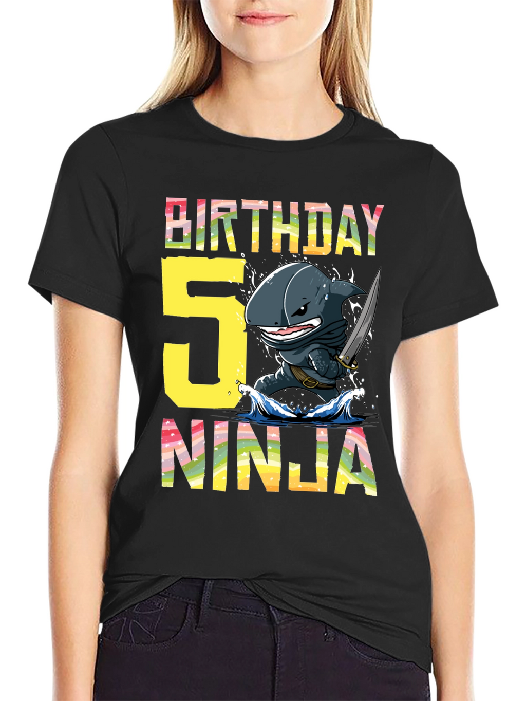 Birthday 5 Ninja Shark T-Shirt
