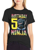 Birthday 5 Ninja Shark T-Shirt