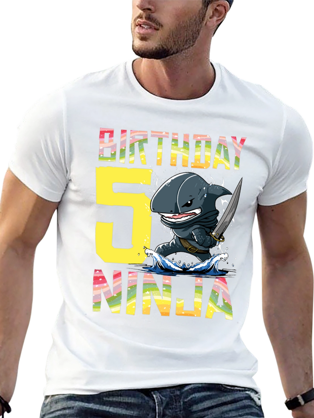 Birthday 5 Ninja Shark T-Shirt