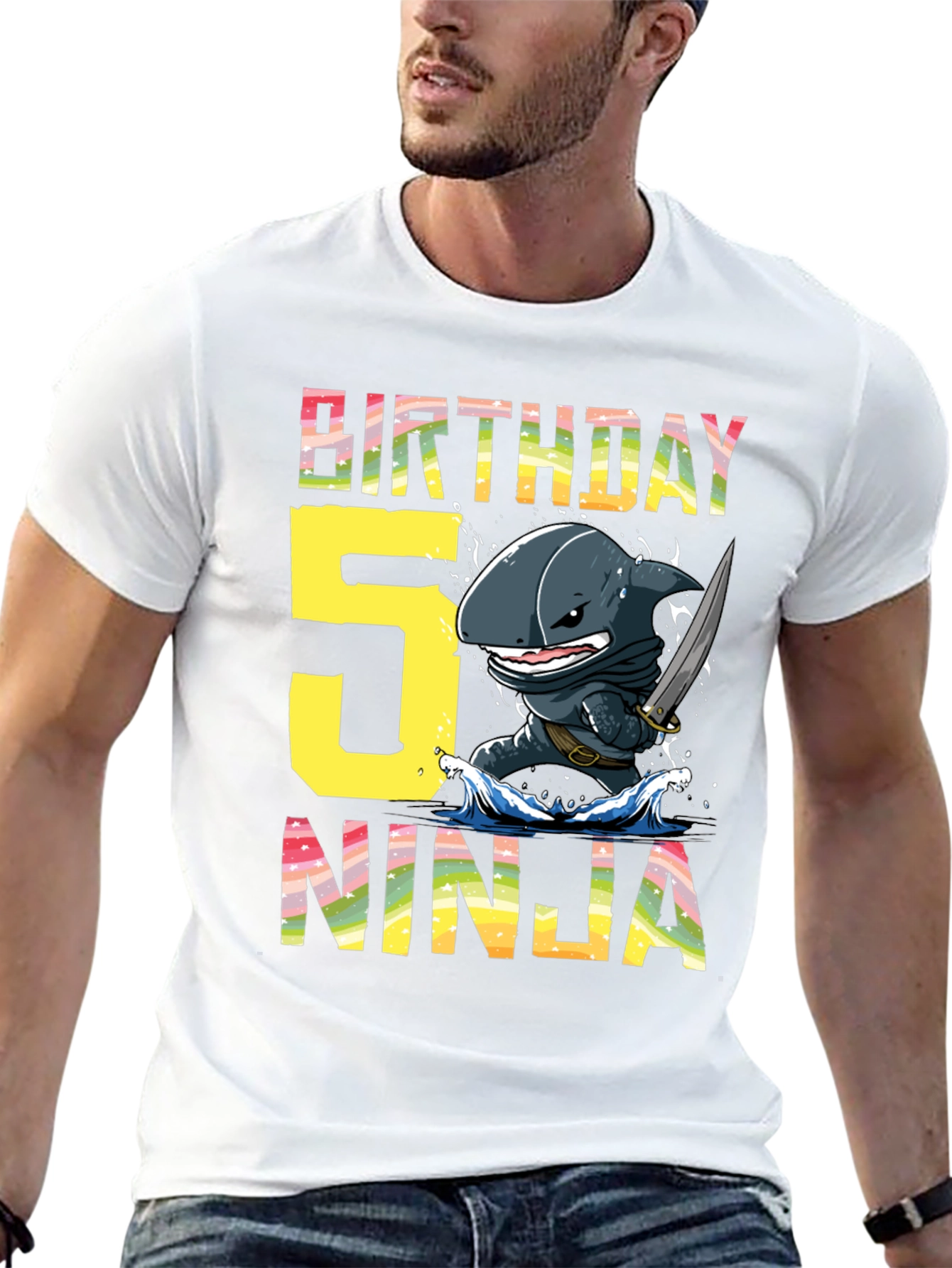 Birthday 5 Ninja Shark T-Shirt