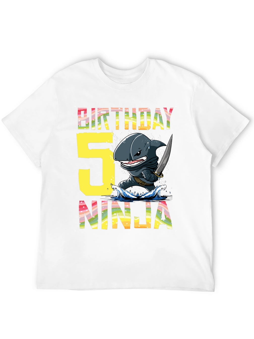 Birthday 5 Ninja Shark T-Shirt