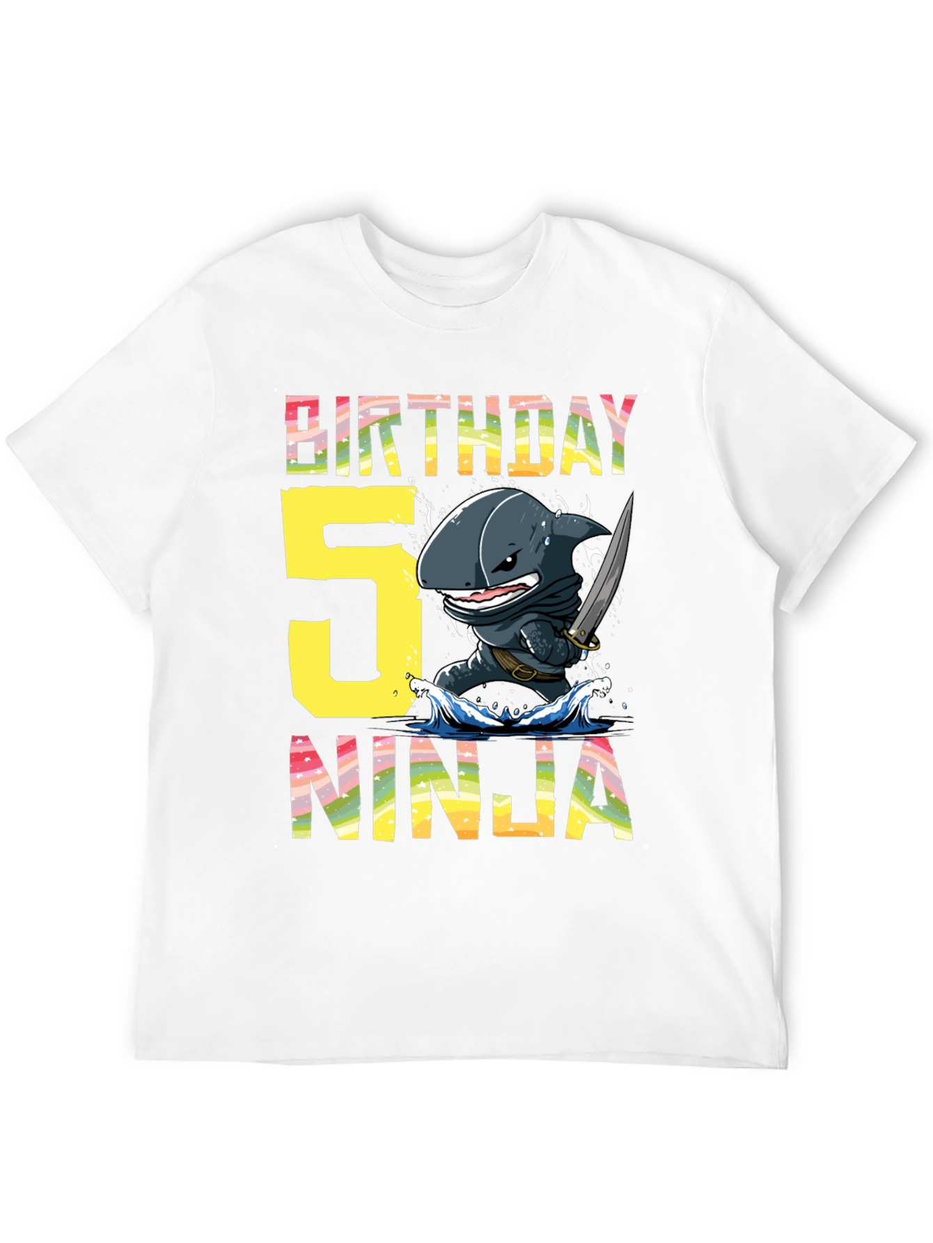 Birthday 5 Ninja Shark T-Shirt