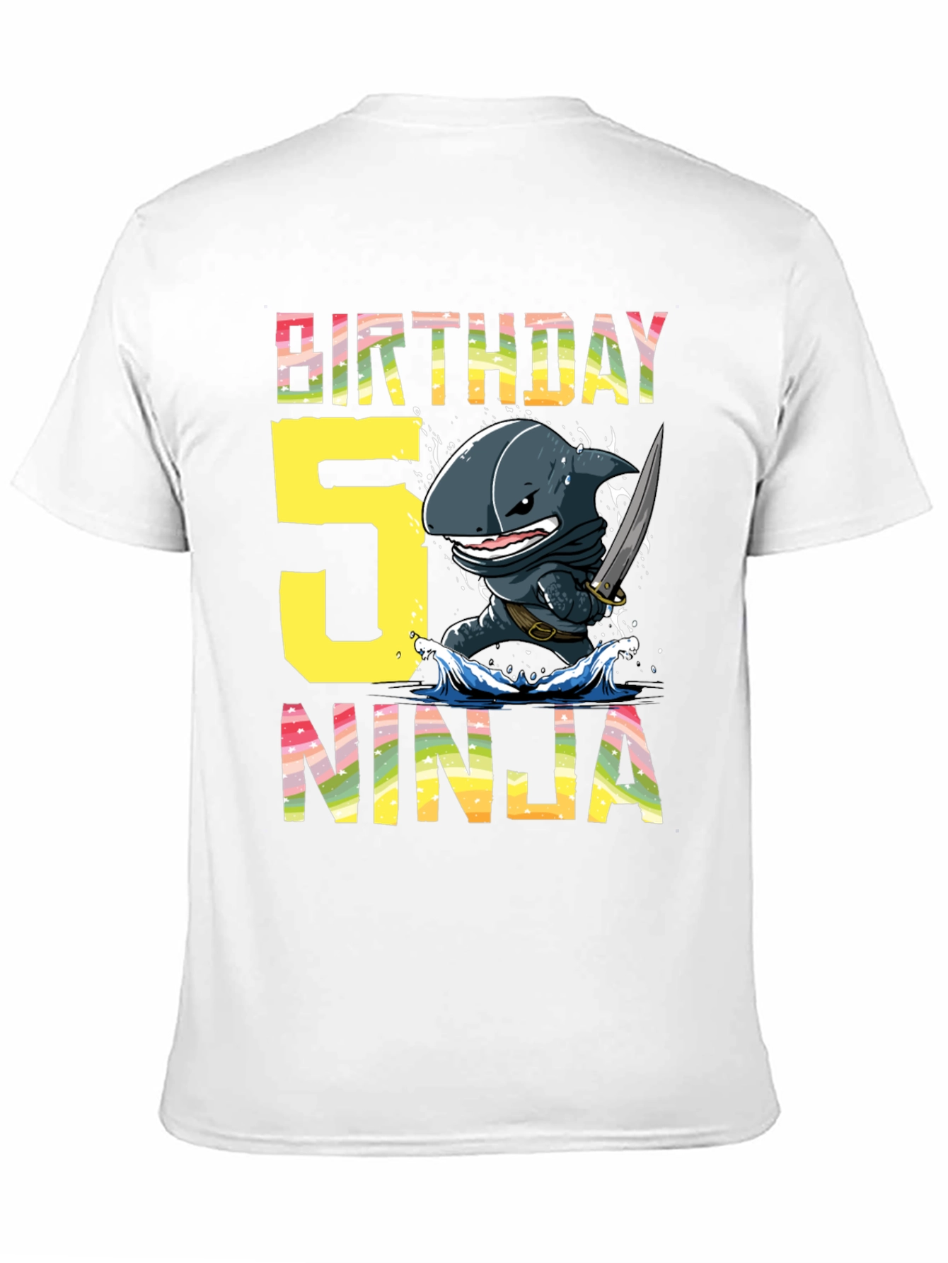 Birthday 5 Ninja Shark T-Shirt