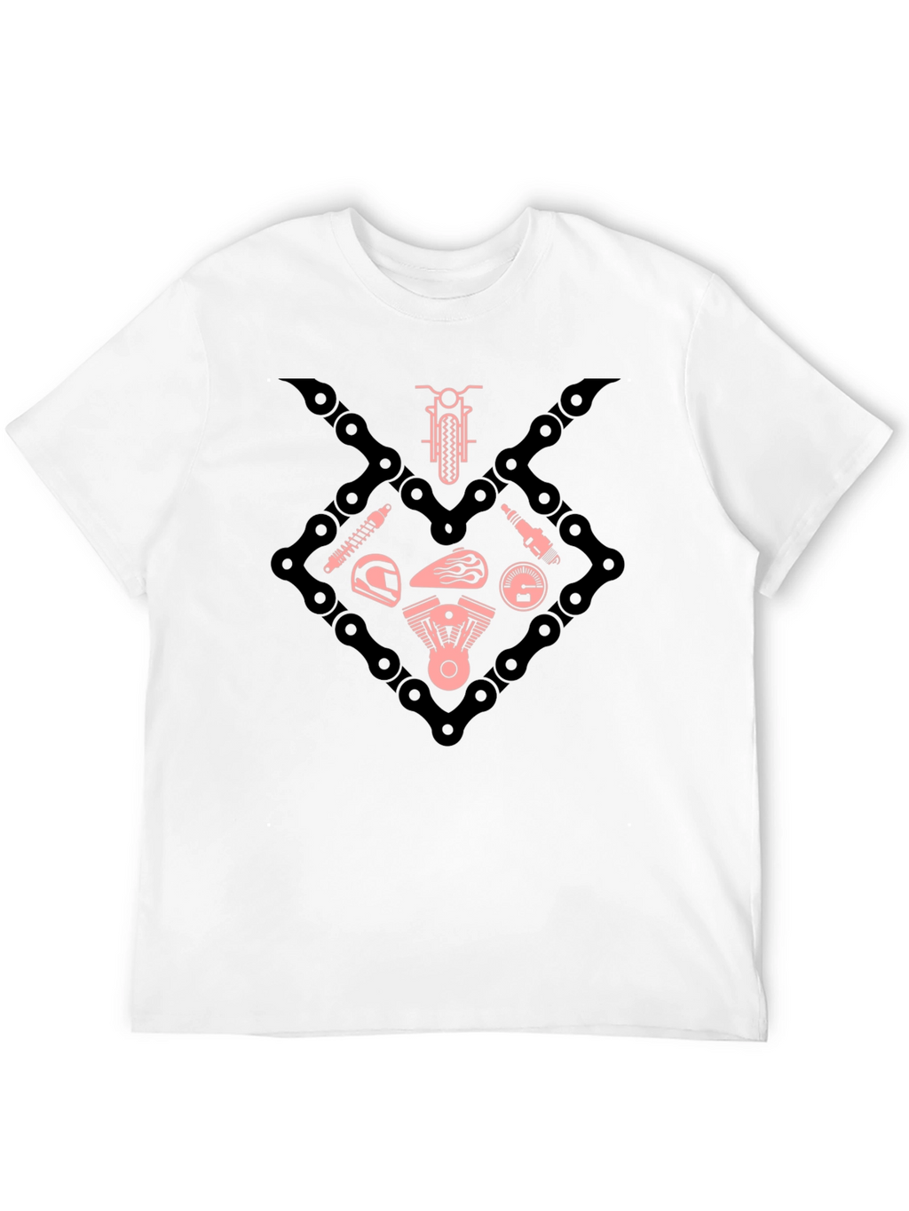Motorcycle Chain & Parts Graphic Tee - Black