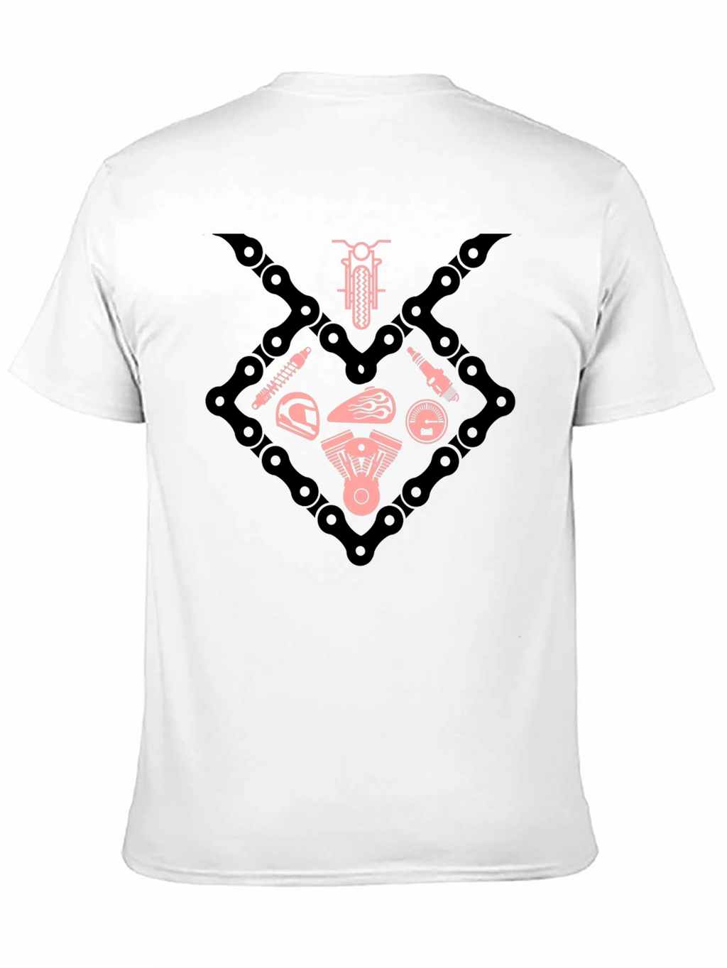 Motorcycle Chain & Parts Graphic Tee - Black