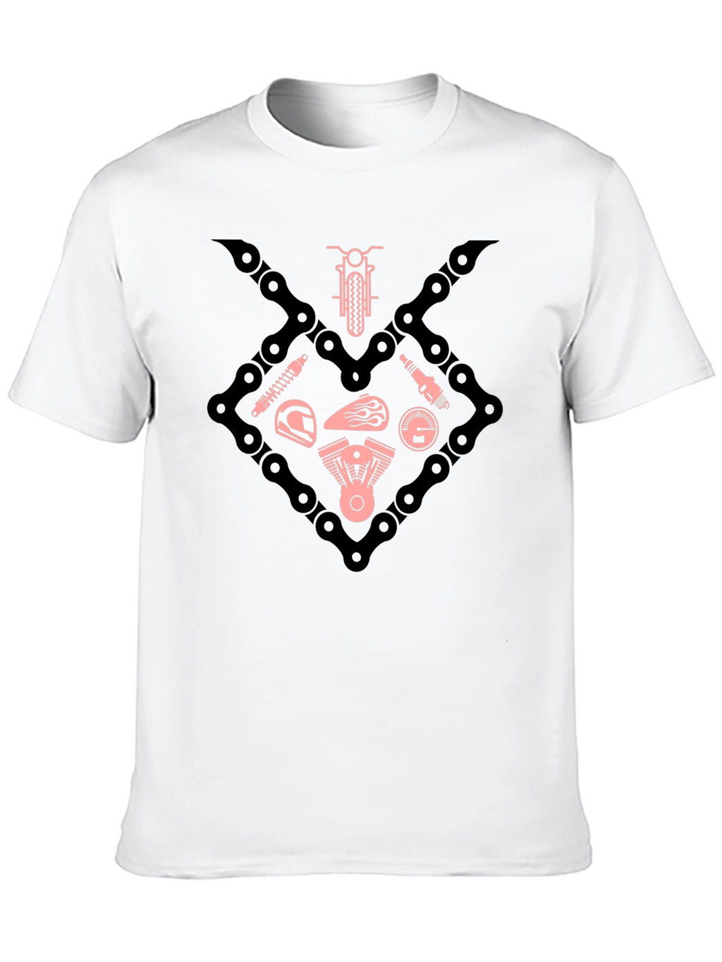Motorcycle Chain & Parts Graphic Tee - Black
