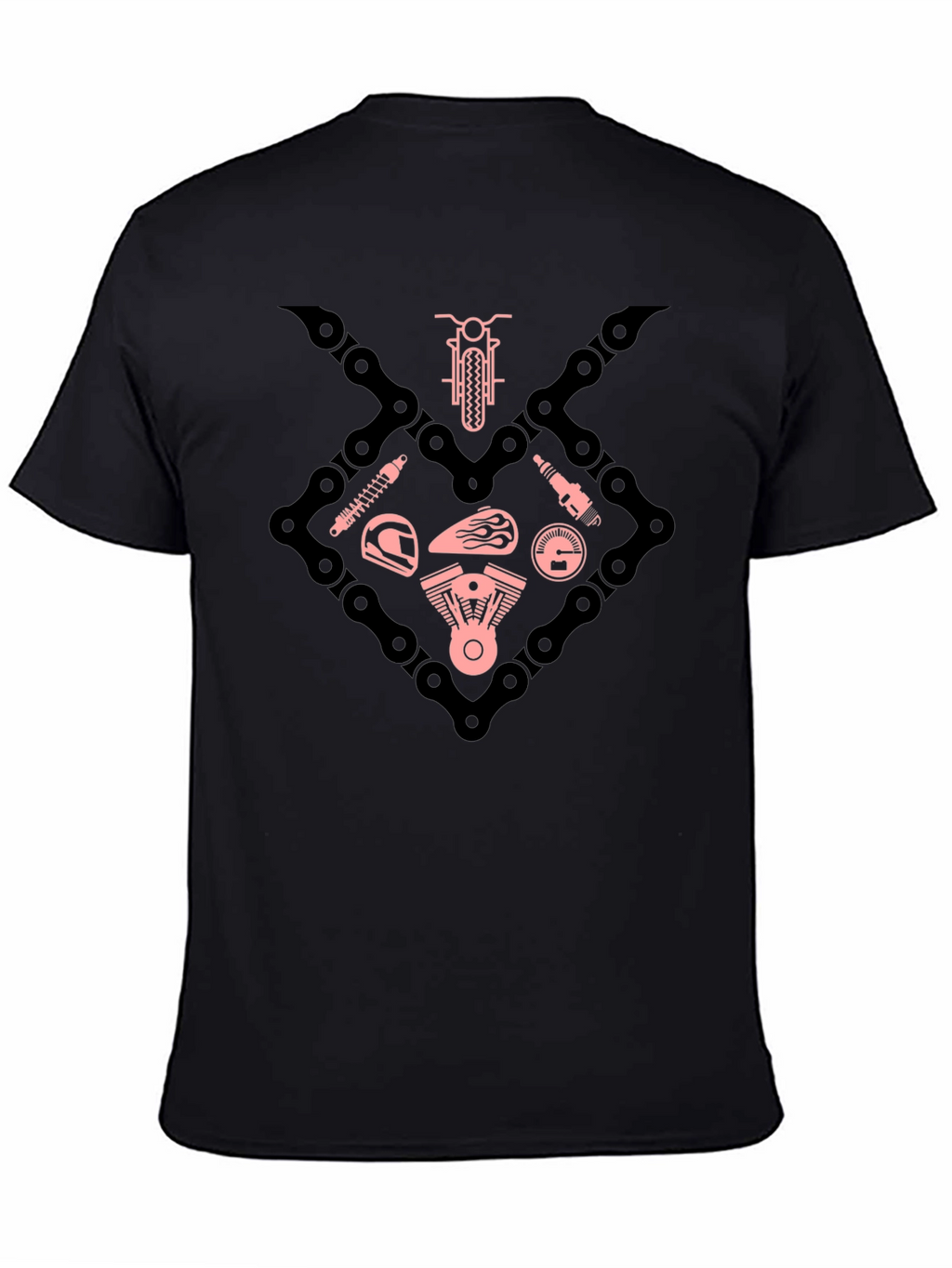 Motorcycle Chain & Parts Graphic Tee - Black