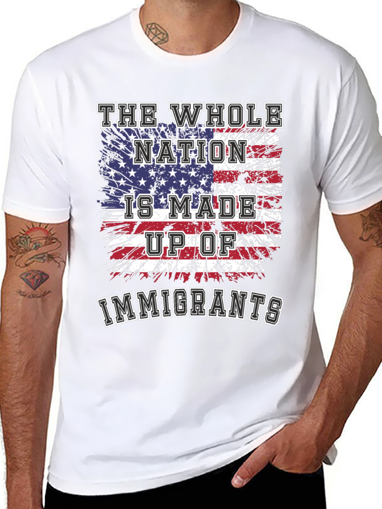 Immigrants USA Flag Graphic T-Shirt