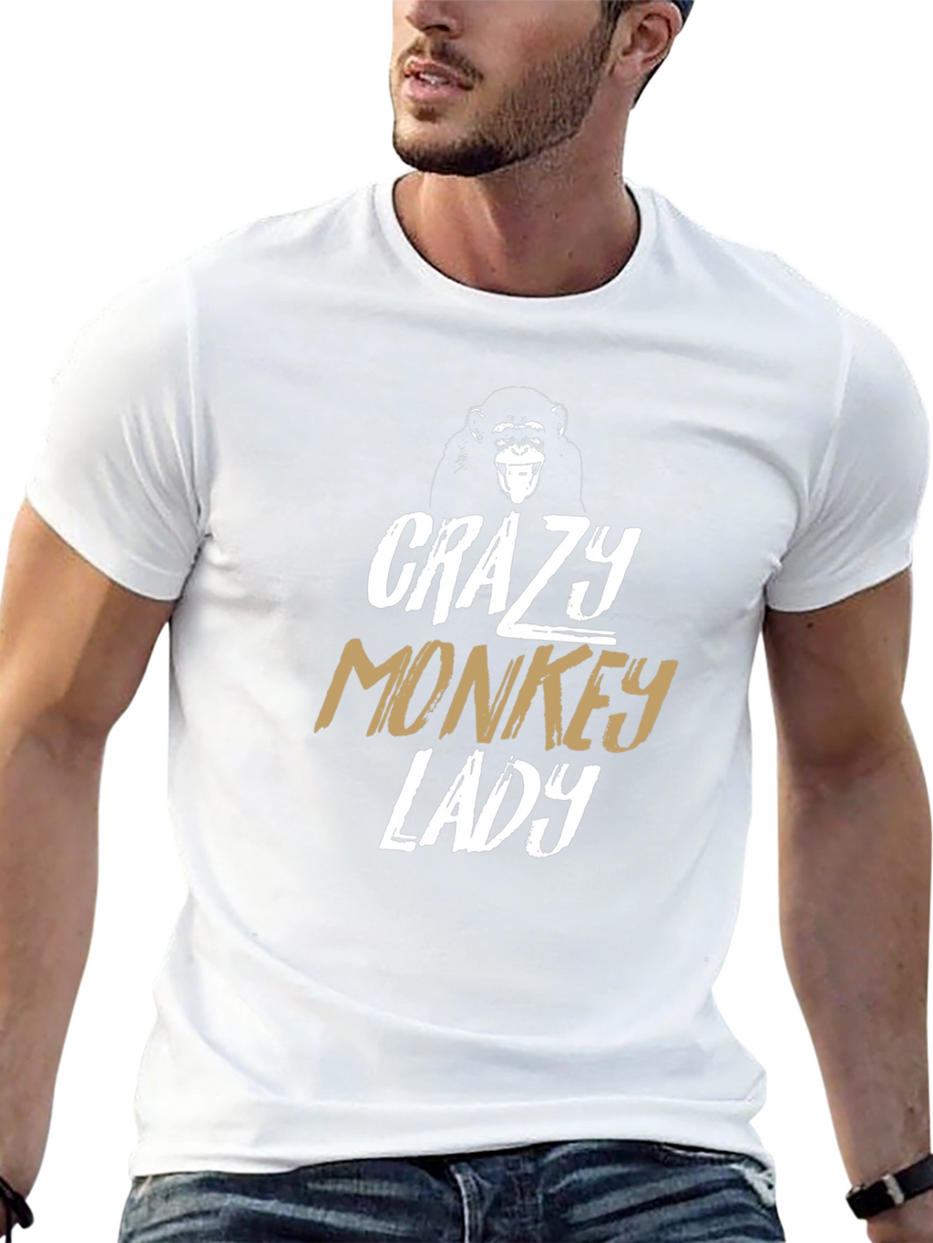 Crazy Monkey Lady Graphic Tee - Unique Design