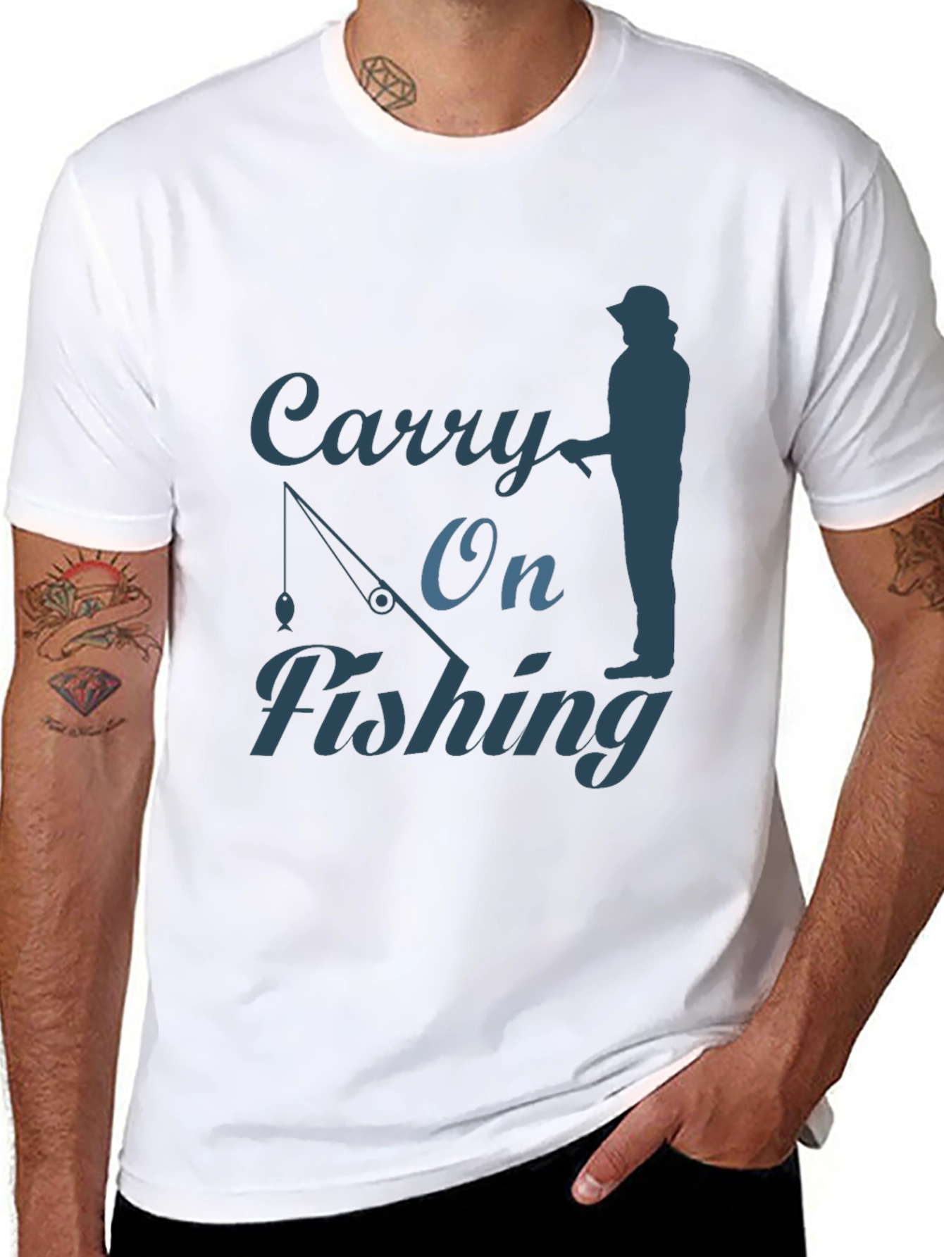 Carry On Fishing Black Graphic T-Shirt